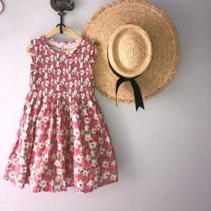 Mini BODEN Strawberry Flower Woven Smocked Dress